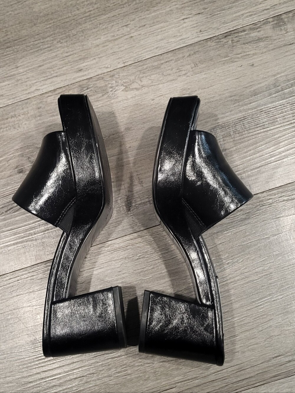 Steve Madden Black Chunky Heel Slide Sandals - Picture 5 of 7